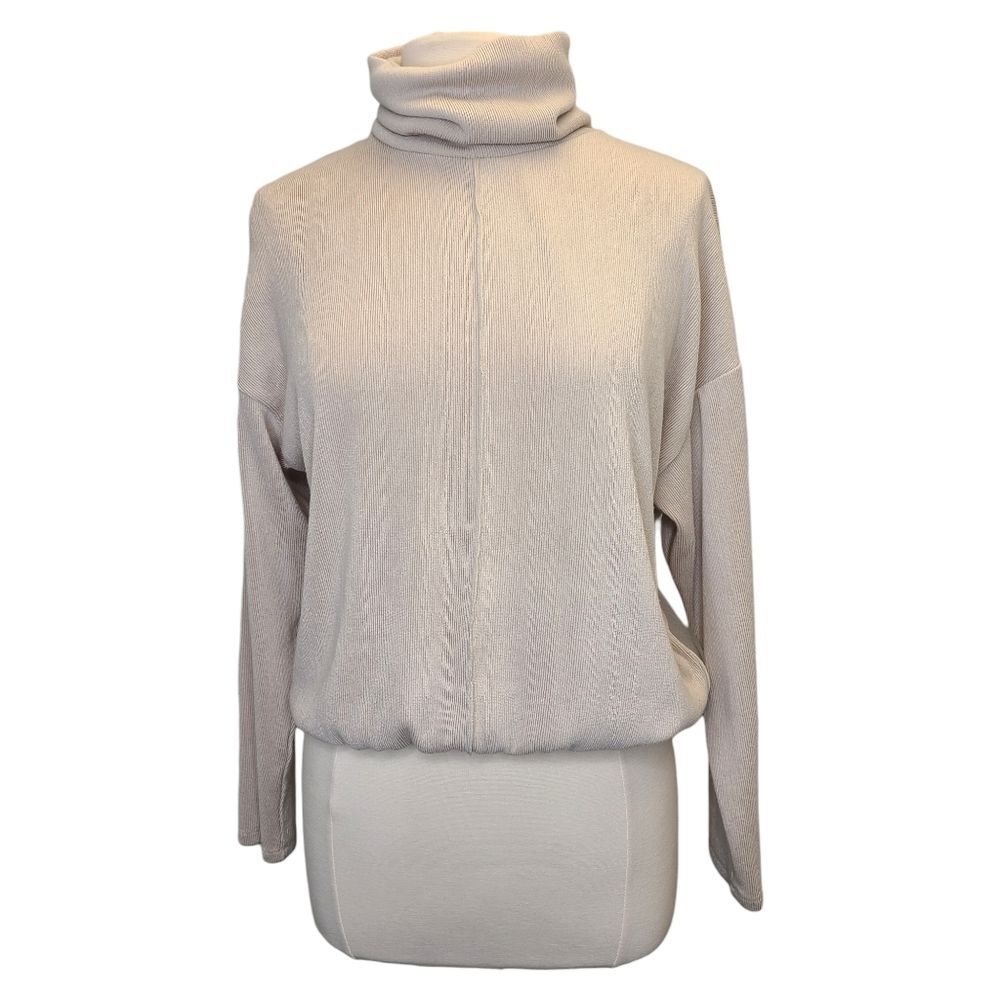 Zara Womens Bone Ivory Loose Turtleneck Sweater Small